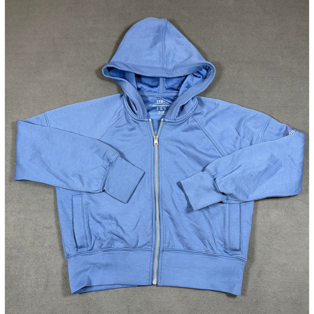 Abercrombie Kids YPB Full Zip Hoodie Kids 11/12 Blue Activewear Moisture Wicking